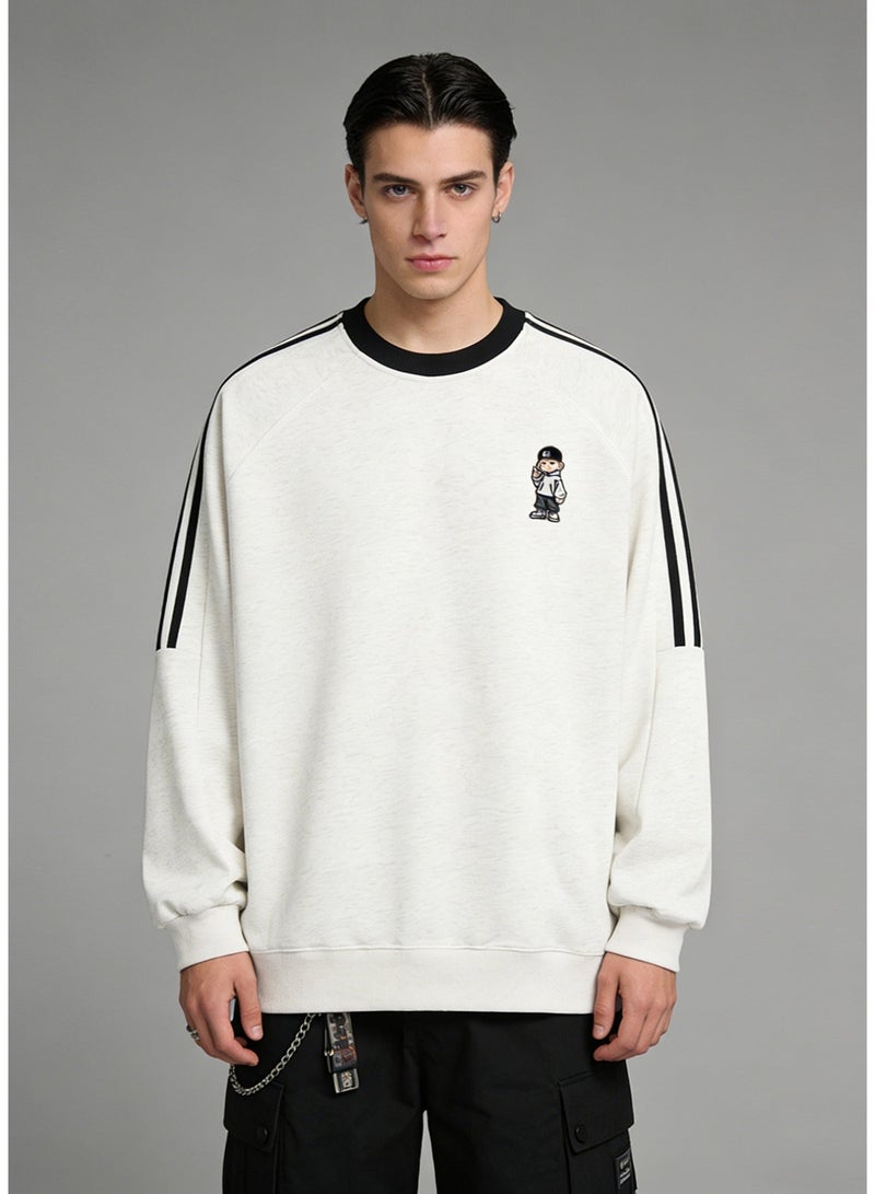 retro cartoon oversized t-shirt | striped pullover, suitable for street wear and daily leisure. - Image 1